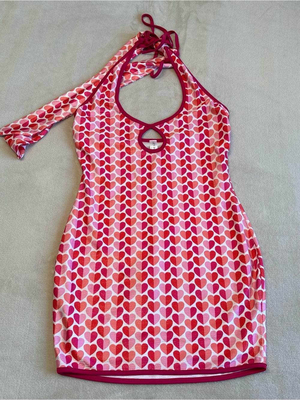 Lucy in the Sky Pink & Red Heart Halter Dress